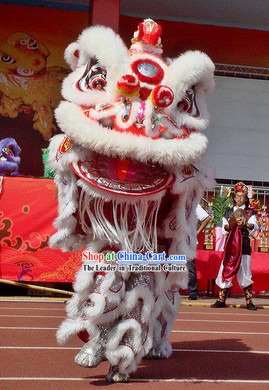 White Fur Opening and Celebration Adult Size Lion Dance Costumes Complete Set