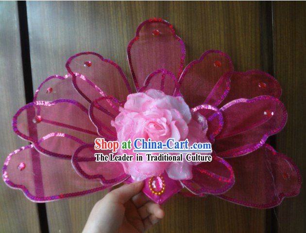 Chinese Big Pink Flower Dance Hat