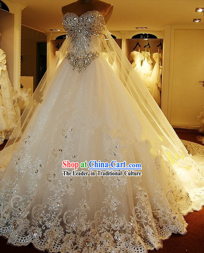 Stunning Chinese Bridal Wedding Dress and Veil