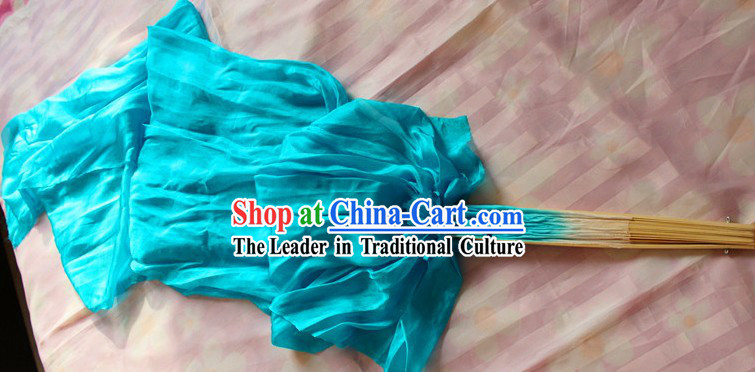 Chinese White to Blue Colour Transition Long Silk Fan Veils