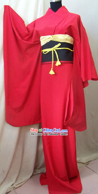 Traditional Japanese Red Kimono Complete Set for Women
