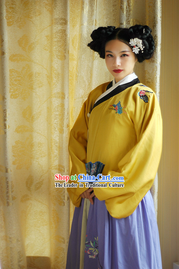 Ancient Chinese Ming Dynasty Embroidered Butterfly Clothing for Women
