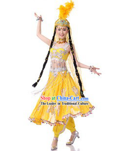Traditional Chinese Hsinchiang Dance Costumes and Hat for Women