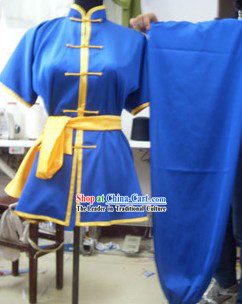 Traditional Chinese Blue Silk Martial Arts Practice Clothing