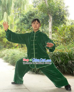 Traditional China Green Velvet Kung Fu Uniforms
