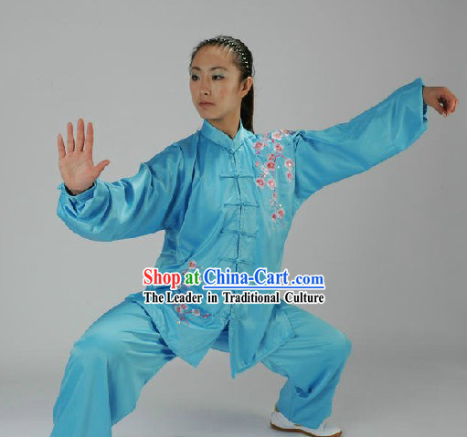 Traditional Chinese Blue Taiji Martial Arts Clothing for Women