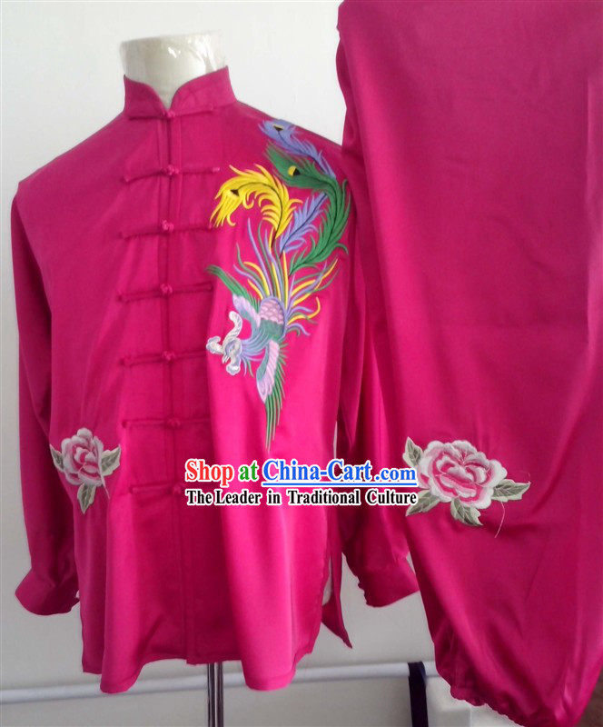 Traditional Chinese Phoenix Embroidery Tai Chi and Martial Arts Competition Outfit for Women