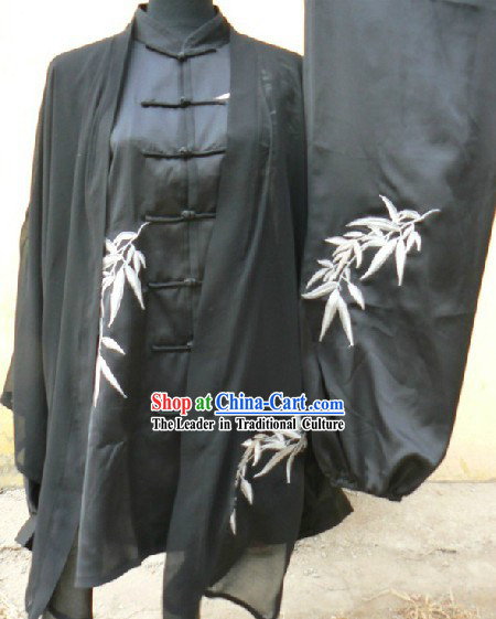 Black Long Sleeves Martial Arts and Tai Ji Clothing Complete Set