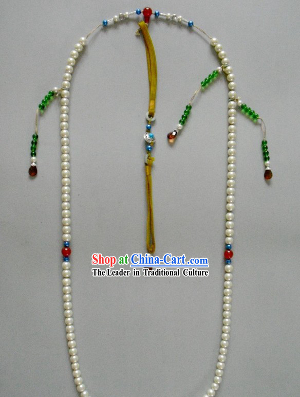 Traditional Chinese Qing Dynasty Official Chaozhu Long Necklace for Emperor