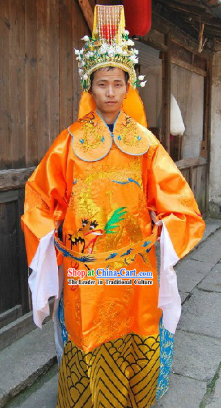 Ancient Chinese Legend Jade Emperor Costume and Crown for Men