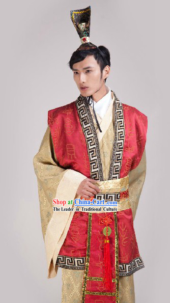 Ancient Chinese Minister Costume and Headpiece for Men