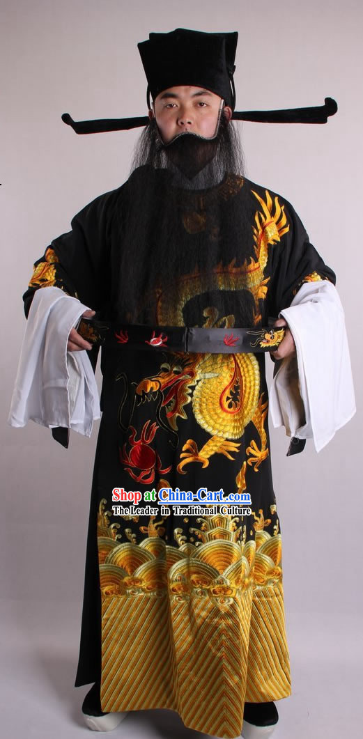 Traditional Chinese Golden Dragon Embroidered Robe for Men