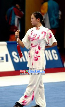 Flower Petal White Kung Fu Competition Contest Clothes for Girls