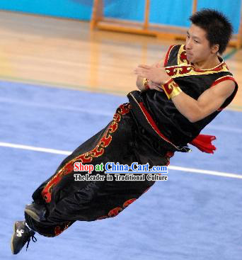 Black Silk Southern Fist Nanquan Competition Uniforms for Men