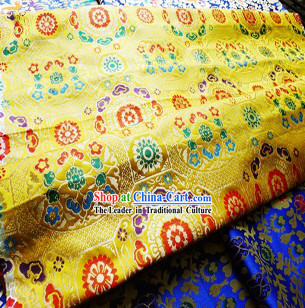 Golden Traditional Chinese Tibetan Fabric