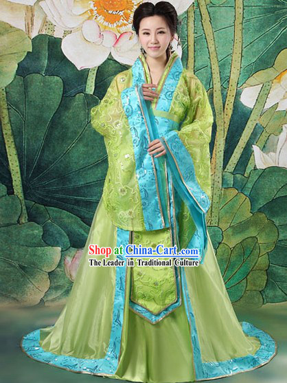 Ancient Chinese Tang Dynasty Green Clothing Complete Set