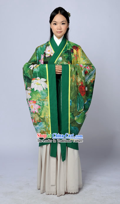 Original Design Ancient Chinese Green Lotus Hanfu Outfits