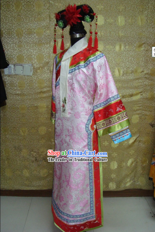 China Qing Dynasty Imperial Palace Lady Costumes and Headpiece