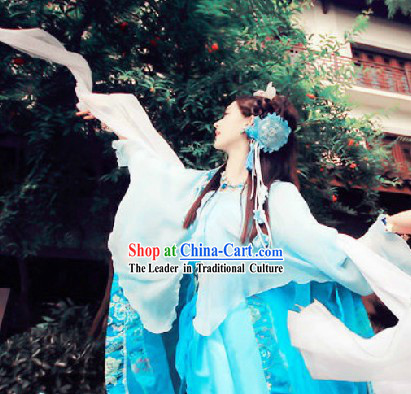Traditional Chinese Stage Performance Fairy Dancing Costume and Headwear _10 colors are available_