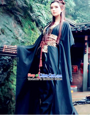 Black Traditional Ancient Chinese Swordsman Costume