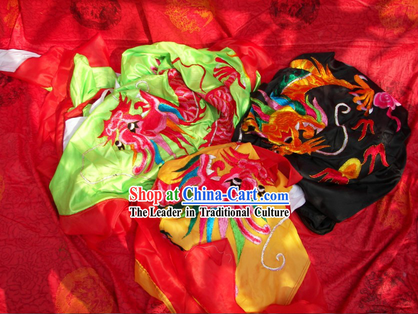 Three Sets of Super Big Chinese Embroidered Dragon Events Flag