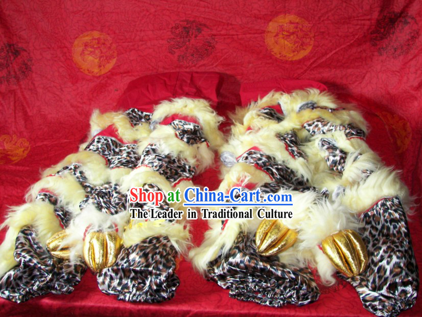 Leopard Pattern Chinese Festival Celebration Two Pairs of Lion Dance Pants and Shoes Covers