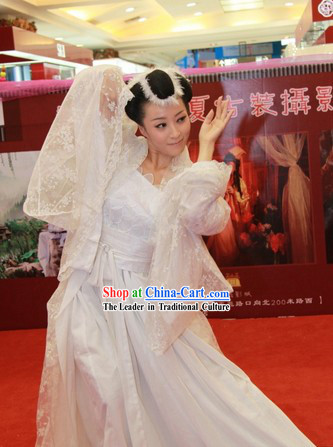 Supreme Chinese White Wedding Bride Veil Clothing