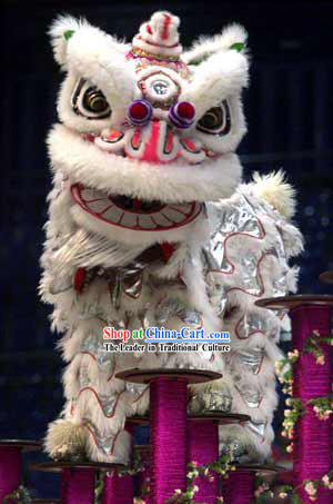White Wool International Lion Dance Costumes Competition Complete Set