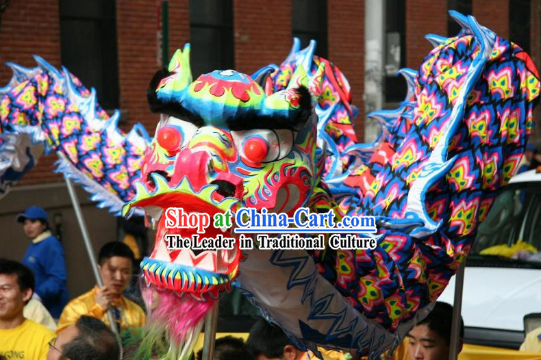 Blue Color Supreme Chinese Lunar New Year Celebration Luminated Dragon Dance Costumes Full Set