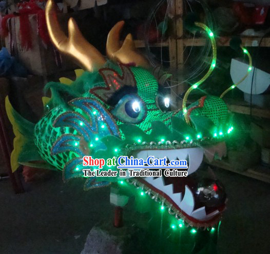 Handmade LED Luminous Flame Chinese Traditional Dragon Head Fish Body Prop