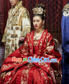 Ancient Korean Empress Costumes and Hair Accessories Complete Set