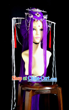 Ancient Purple Cosplay Wig and Hair Ornaments