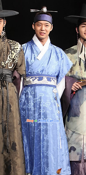 Ancient Korean Officcial Costumes and Head Band Complete Set for Men