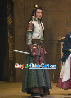 Ancient Chinese King High Shoulder Costumes and Coronet Complete Set