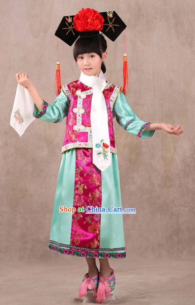 Qing Dynasty Princess Costumes and Headwear for Children