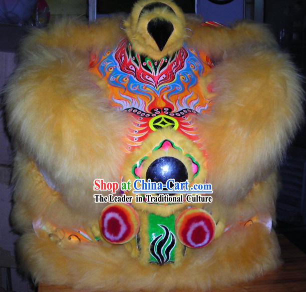 Chinese Lunar Year Celebration Long Wool Lion Dance Costumes Complete Set