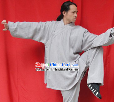 Classic Flax Mandarin Collar Wu Shu Uniform