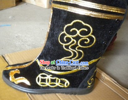 Black Traditional Chinese Stage Performance Folk Dance Boots