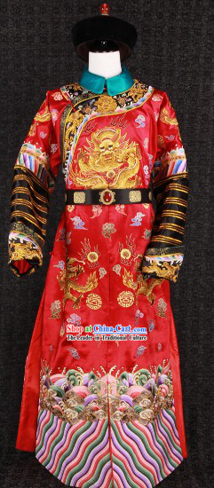 Traditional Chinese Bridegroom Imperial Royal Wedding Costumes and Hat for Men
