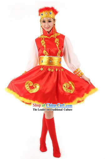 Red Folk Dance Costumes Complete Set for Kids