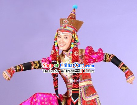 Mongolian Female Dance Costume and Hat