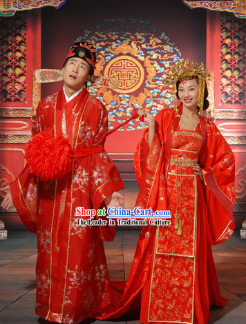 Chinese Folk Wedding Outfits for Men and Women