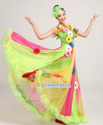 Professional Festival Performace Dancing Costumes and Headdress Complete Set for Women