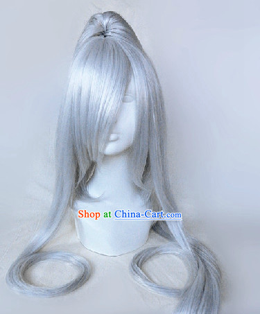 Ancient Chinese Long Grey Hair Wig for Men