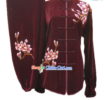 Professional Velvet Long Sleeves Magnolia Embroidery Suit