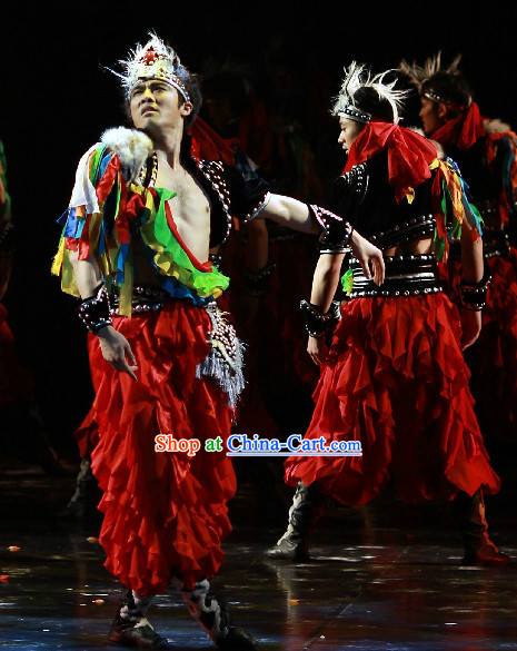 Professional Stage Performance Mongolian Dance Costumes and Hat for Men