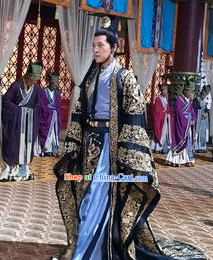 Ancient Chinese Palace Official Minister Costumes and Coronet Complete Set