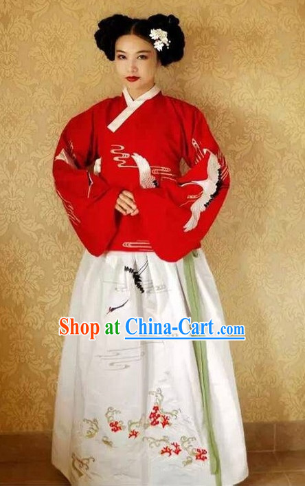 Chinese Traditional Embroidered Cranes Clothes