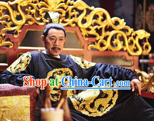 Asian Tang Dynasty Emperor Clothing and Crown Complete Set