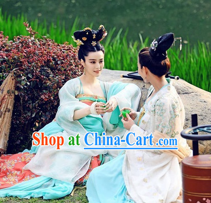 Ancient Chinese Sister Dresses and Headpieces 2 Sets